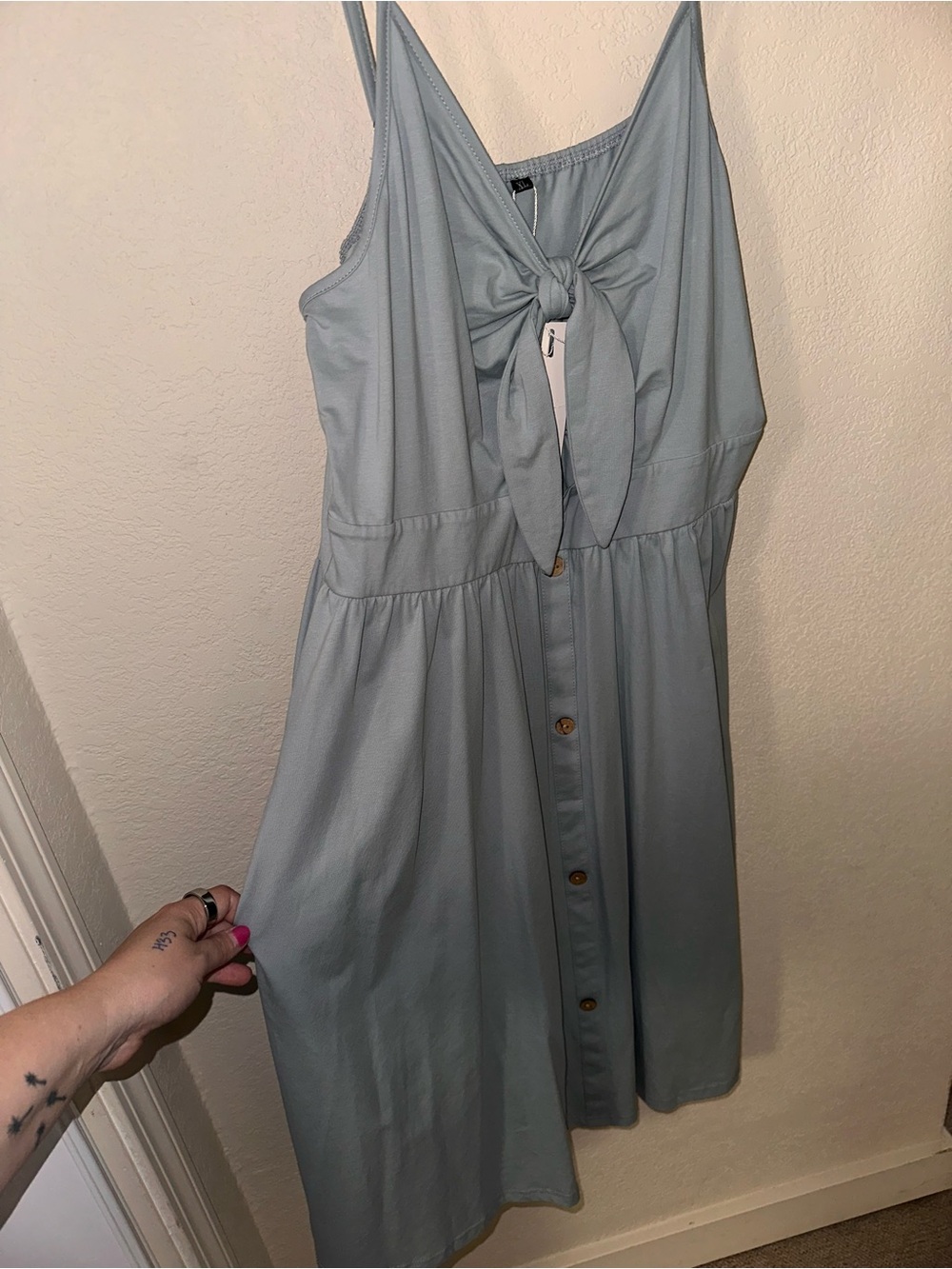 Light Blue Tie-Front Button-Down Sundress